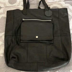 Anthropology Day & Mood black leather tote